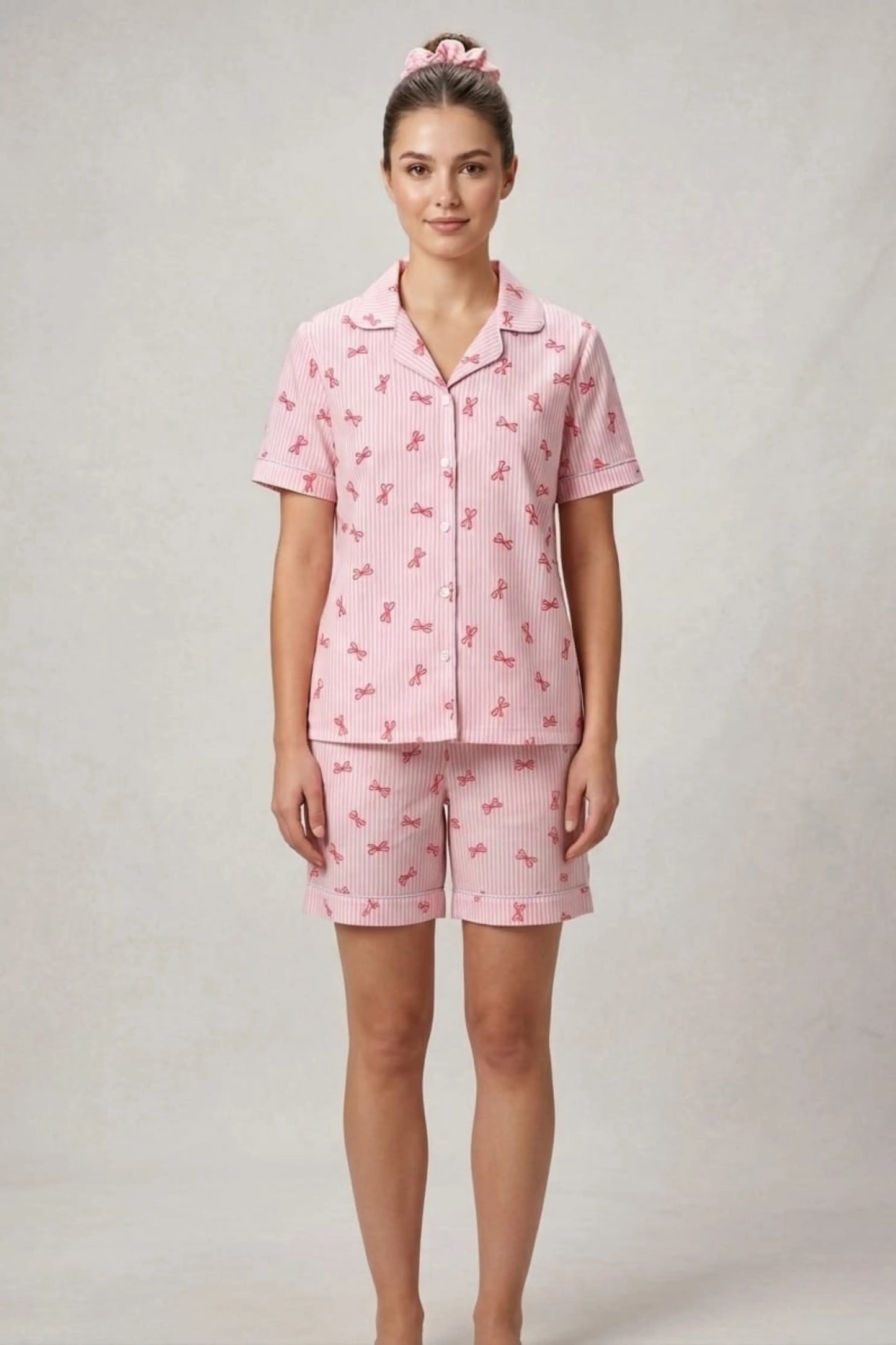 Pink Bows Shorts Set