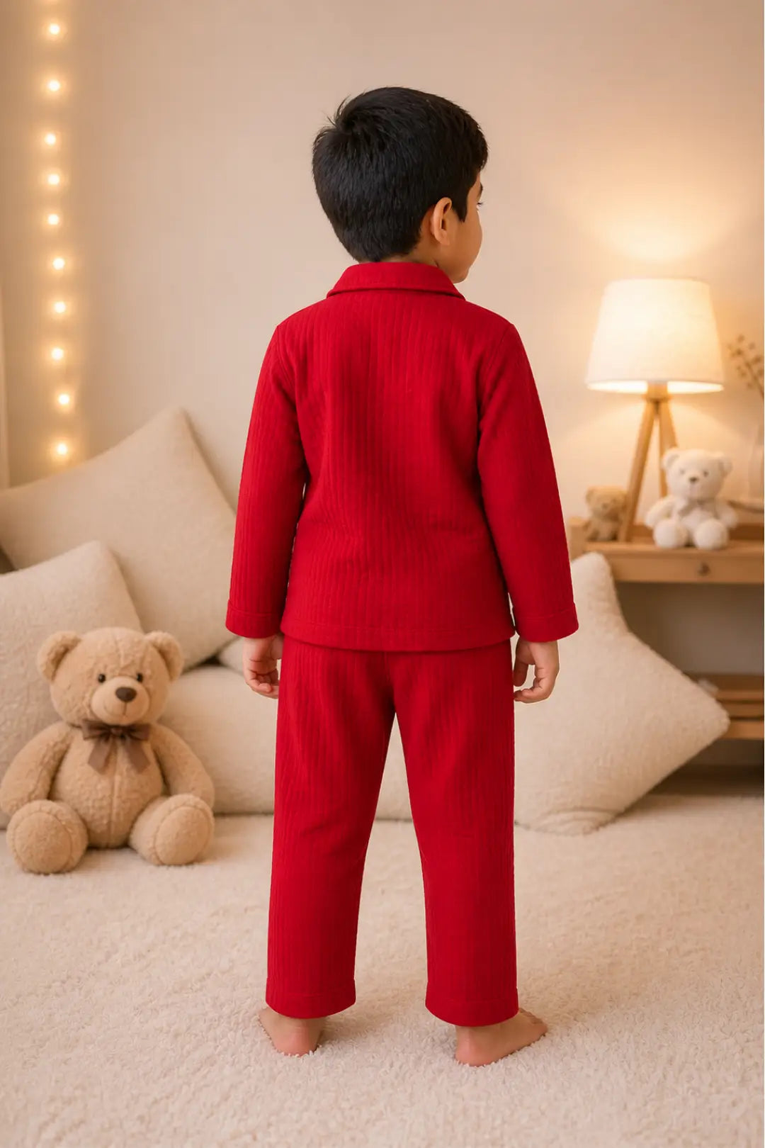 Red Muslin Cotton Pyjama Set