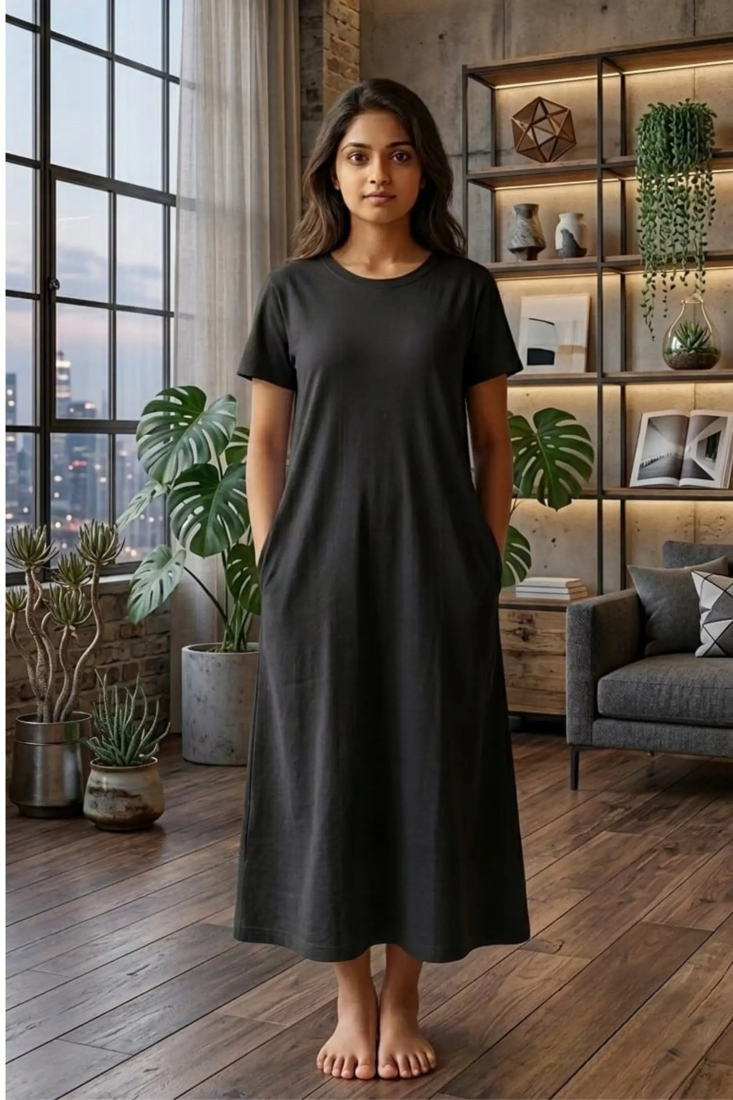 Black Lycra Lounge Dress