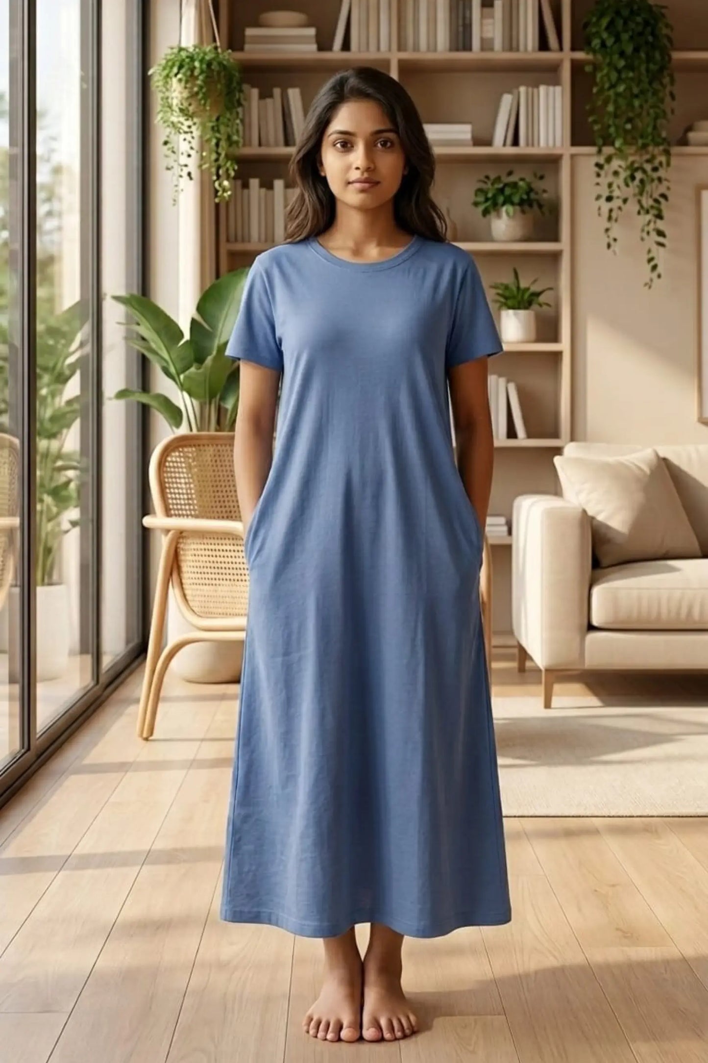 Blue Lycra Lounge Dress