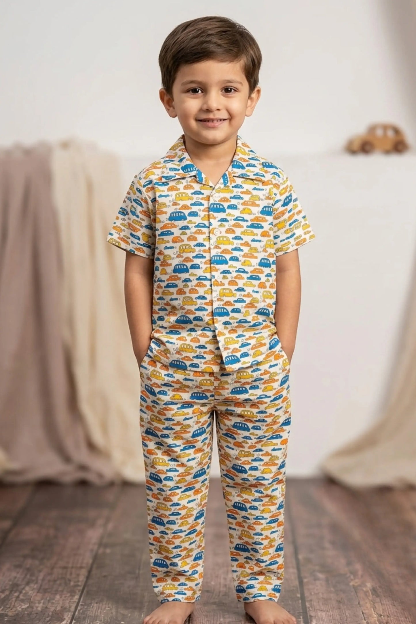 Orange Blue Cars Pyjama Sets