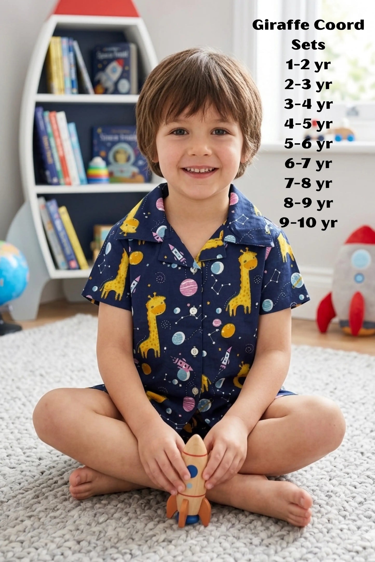 Blue Giraffe Shorts Sets