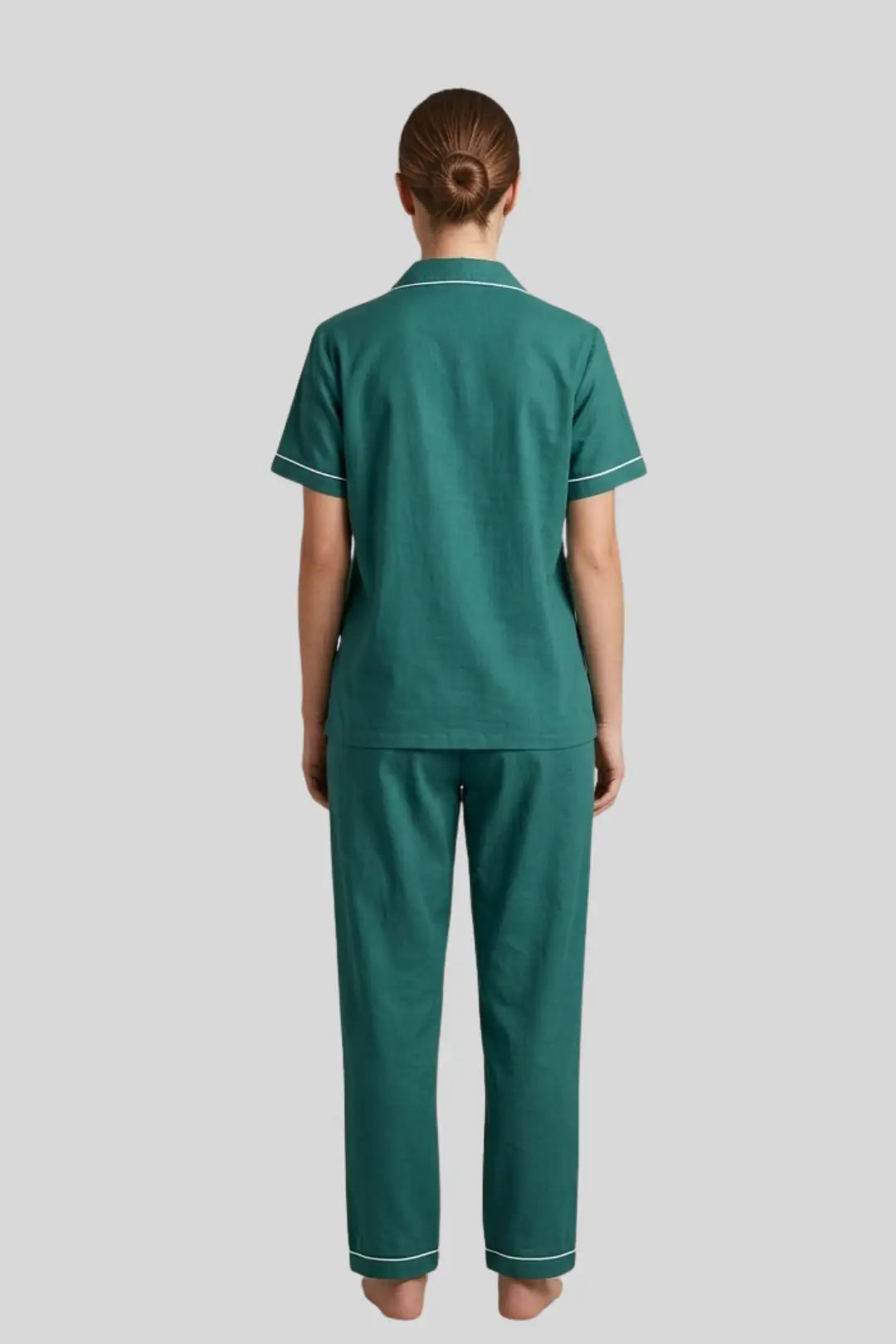 Bottle Green Full Pant Satin Cotton