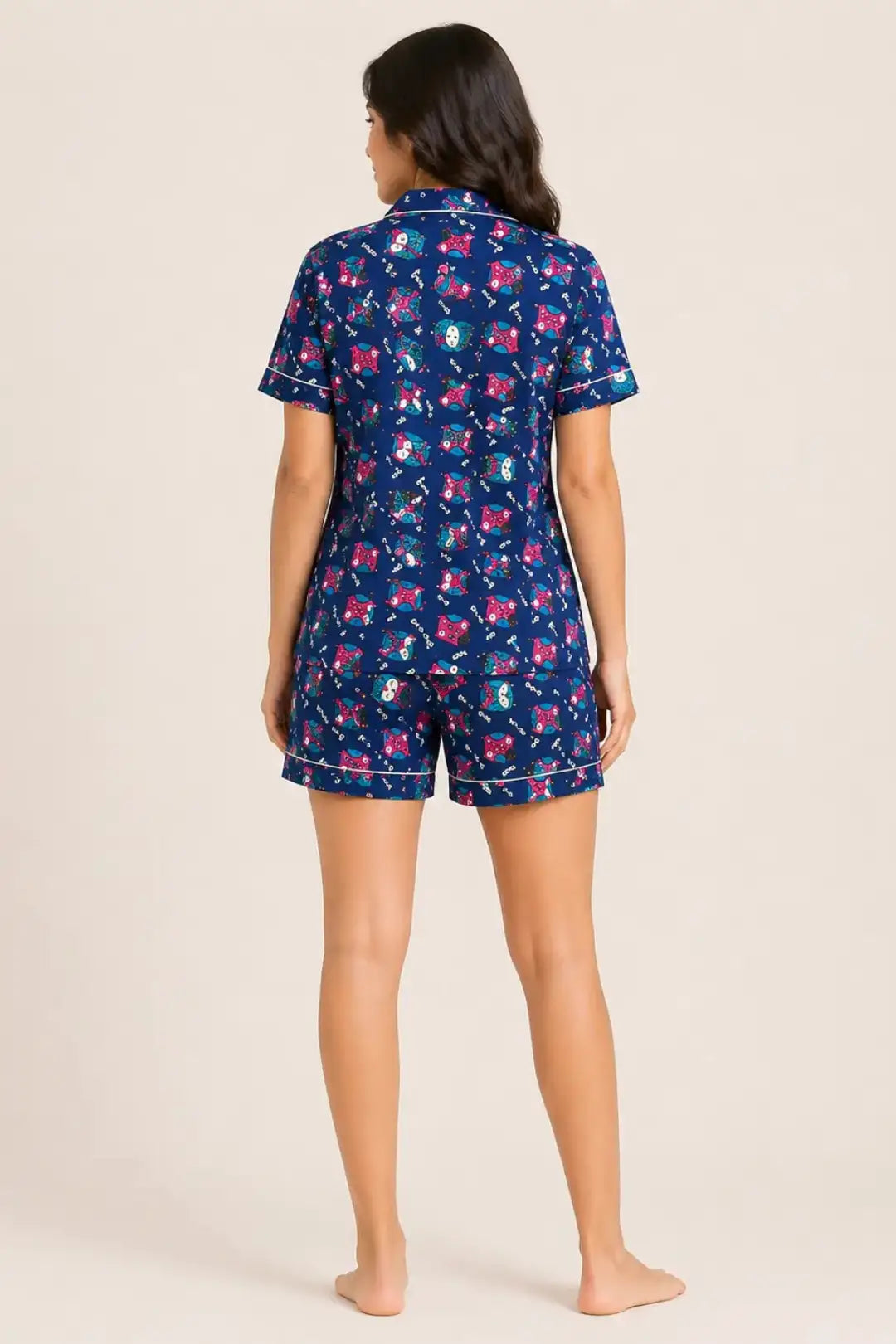 Navy Blue Owl Shorts Sets
