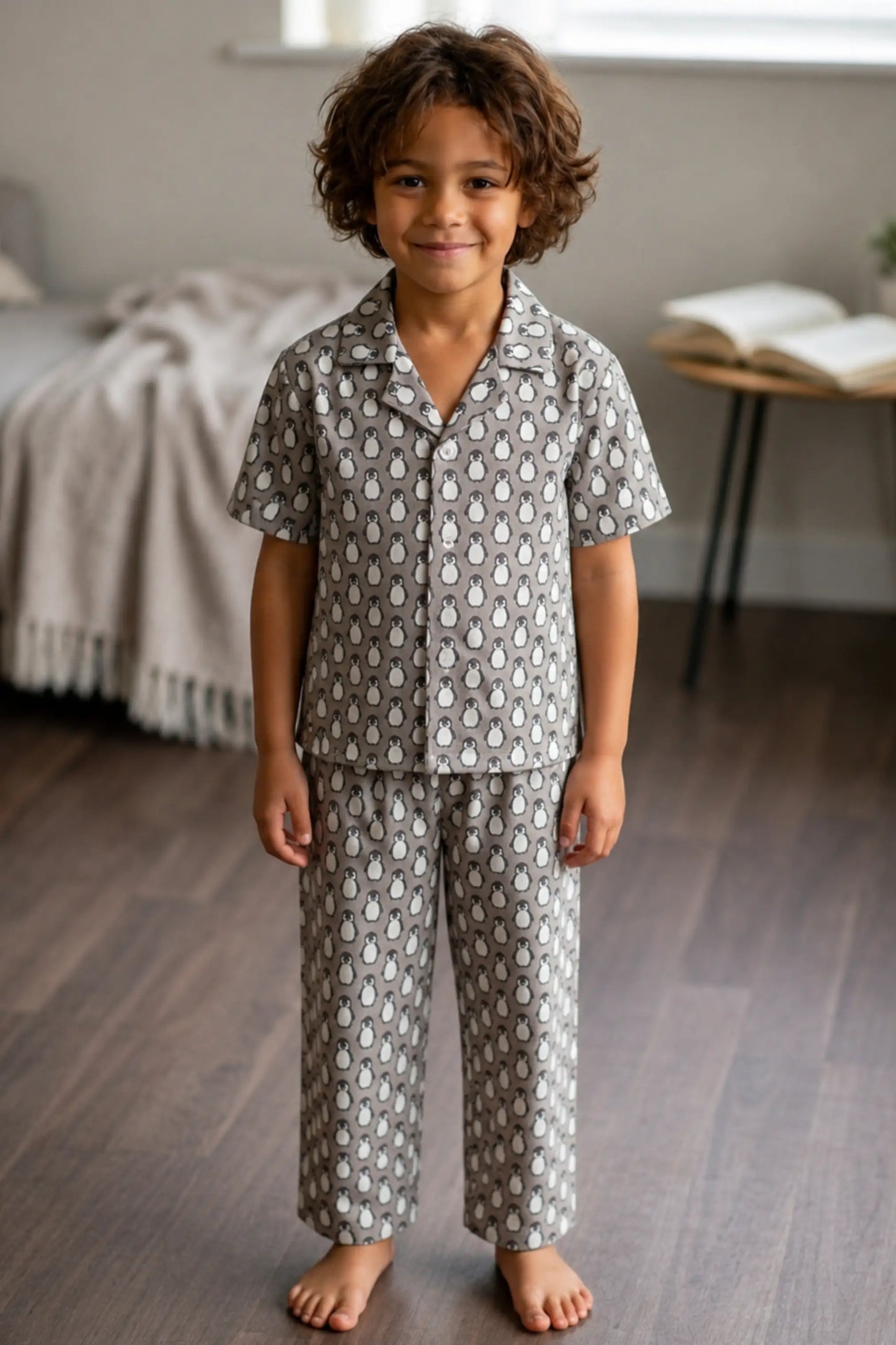 Grey Penguin Pyjama Sets