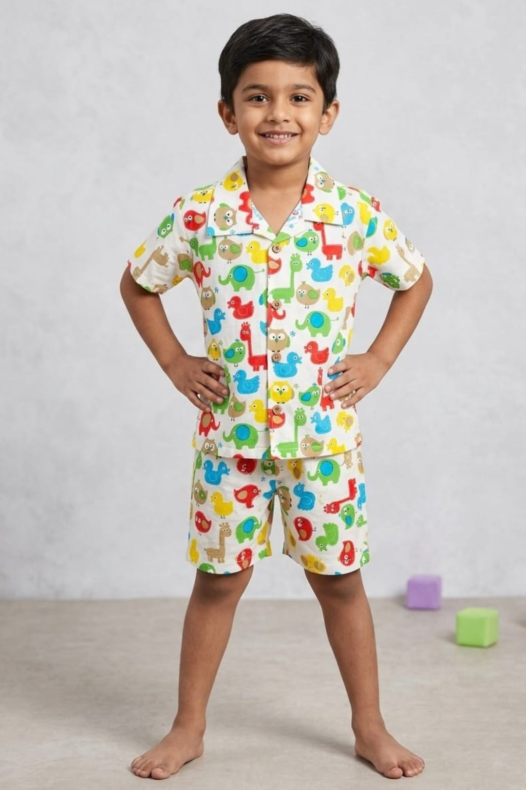 Colurful animlas Shorts Set