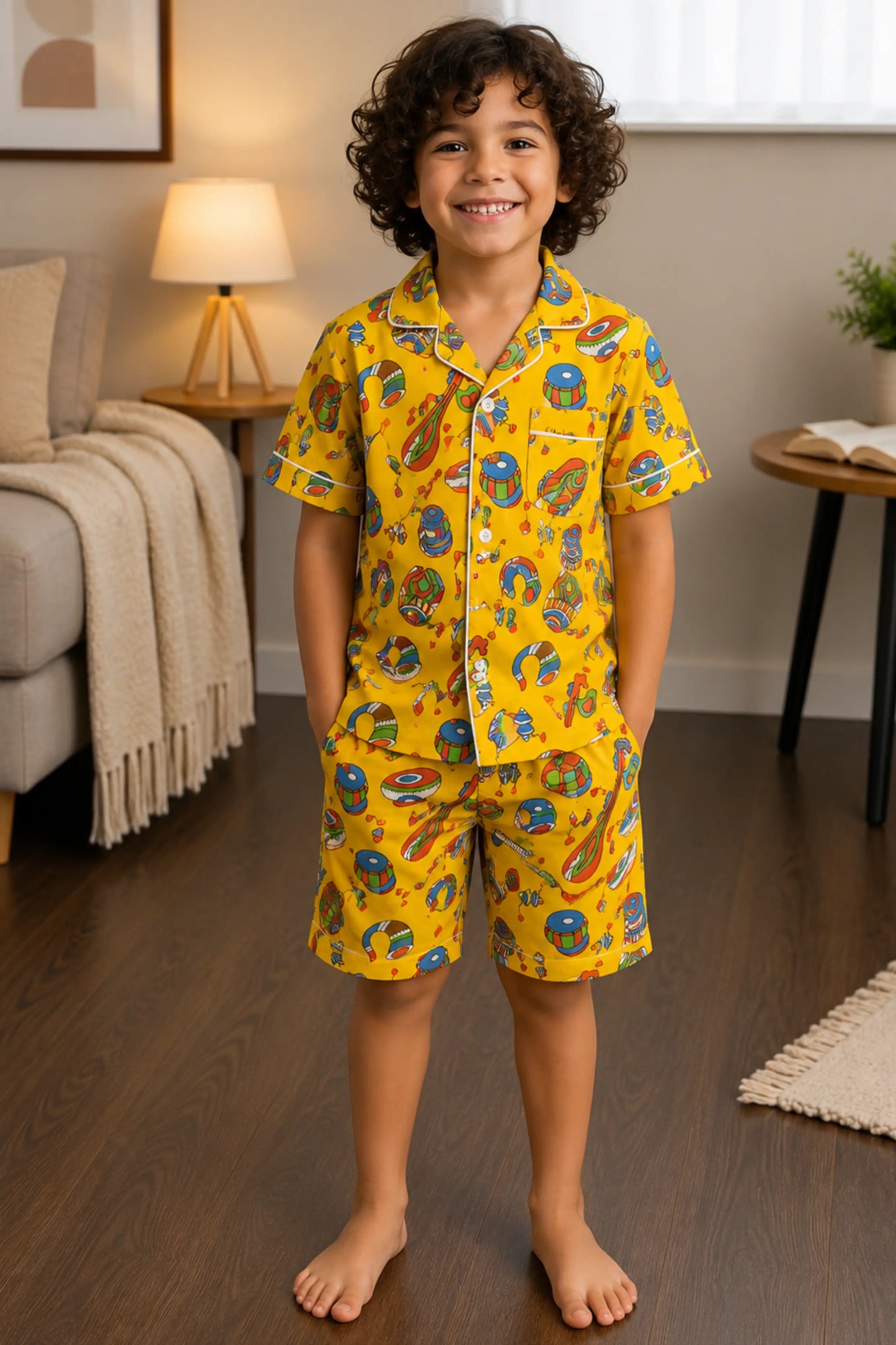 Yellow Dhol Shorts Sets