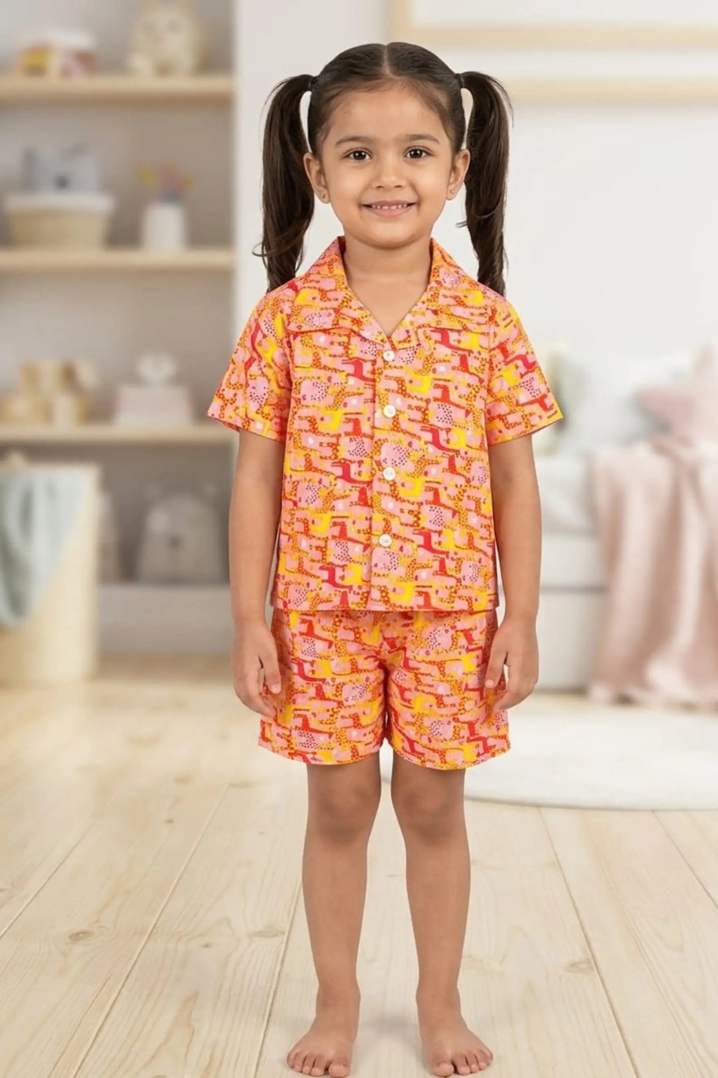 Pink Giraffe Shorts Sets