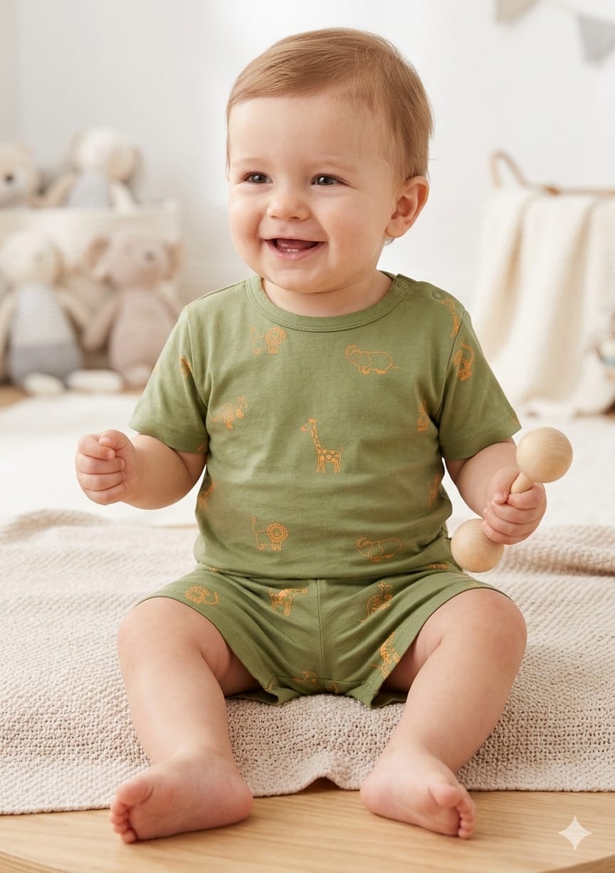 Green Animals Shorts Sets