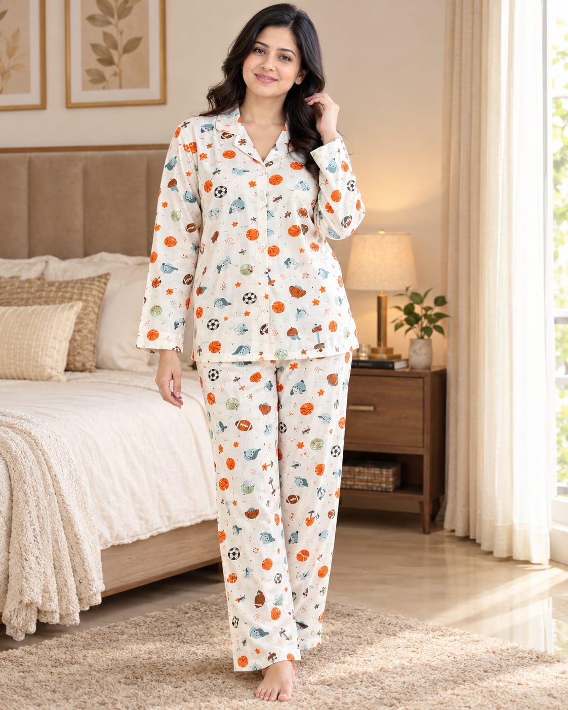 Football Linen Cotton Pyjama Set