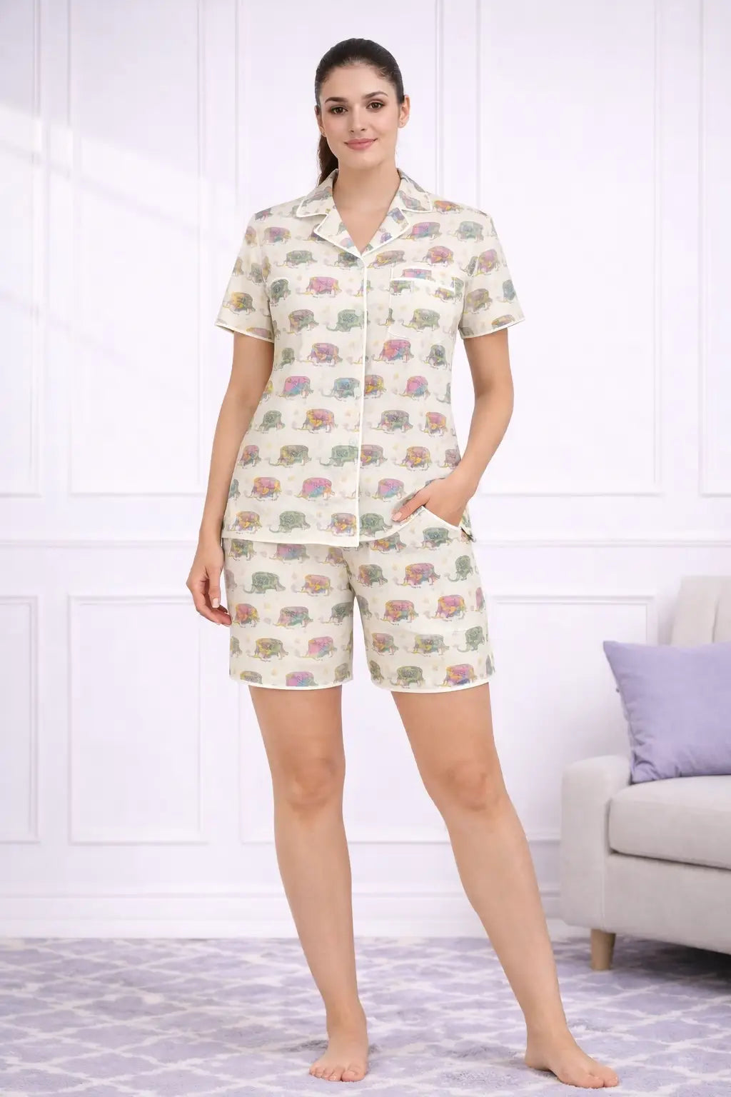 Cream Elephant Combo Pure Cotton