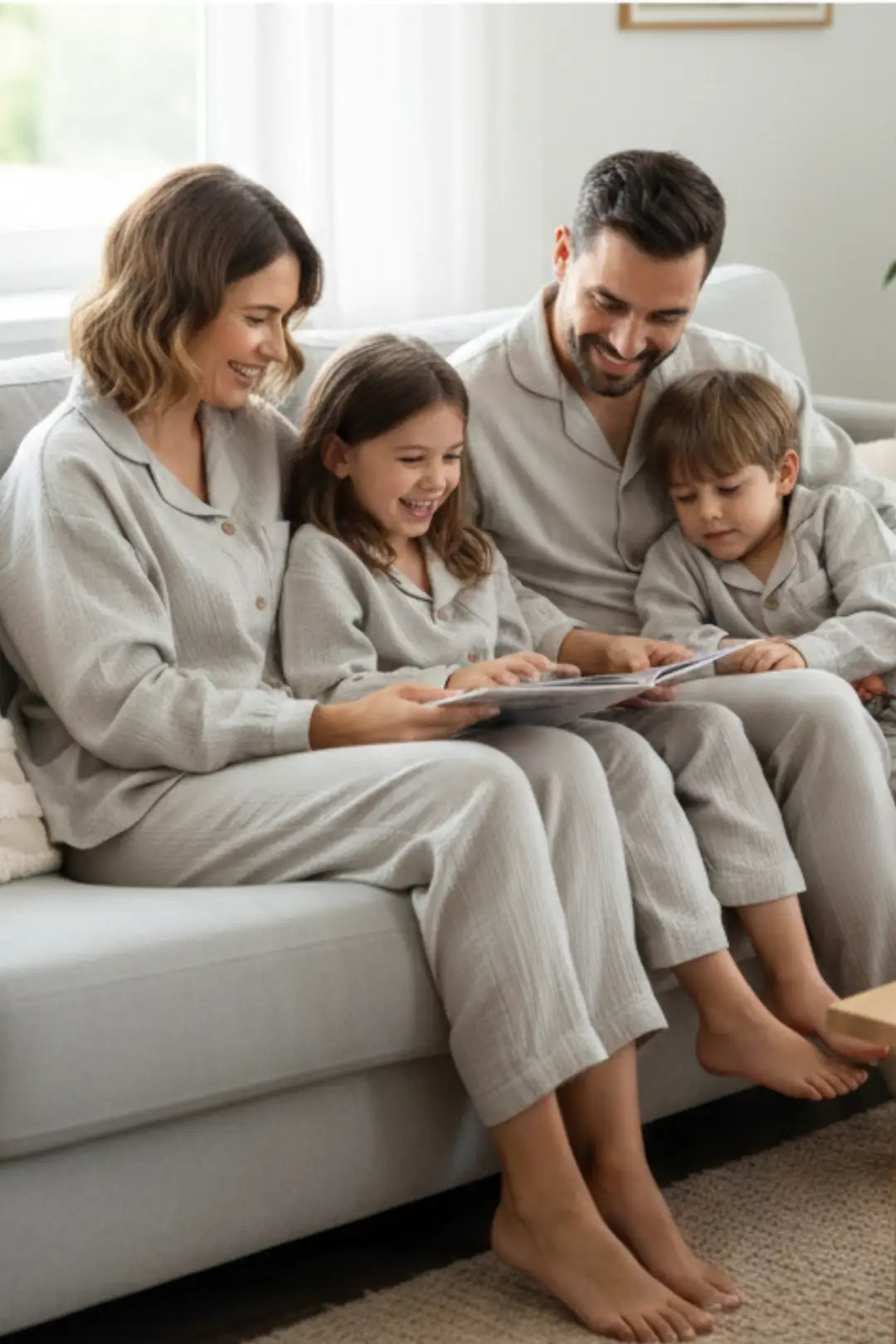 Grey Muslin Cotton Pyjama  Set