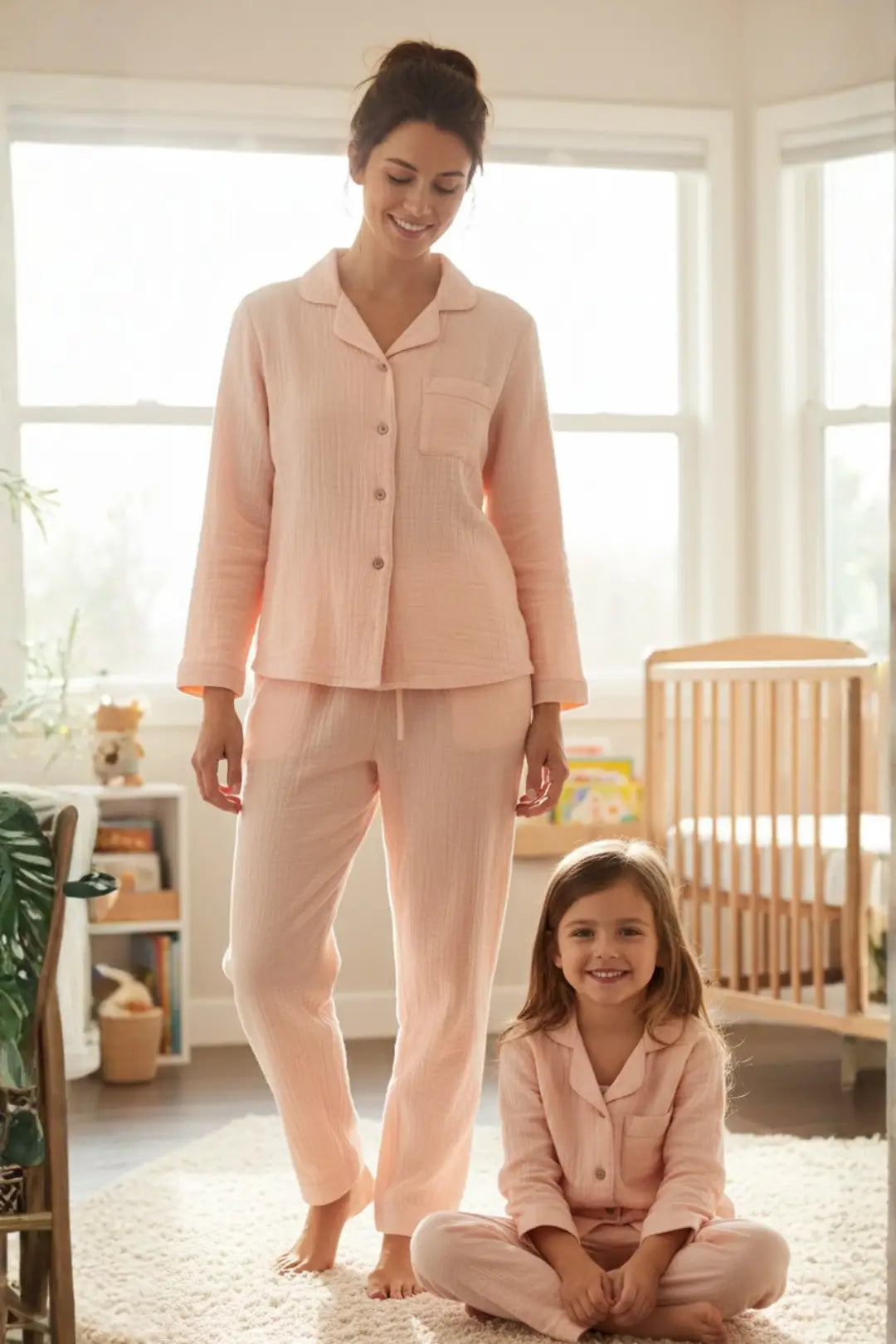 Peach Pink Muslim Cotton Pyjama Set