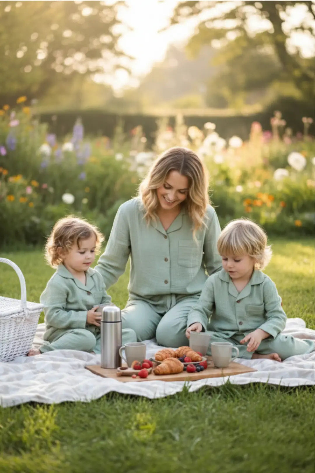 Sage Green Muslin Cotton Pyjama Set
