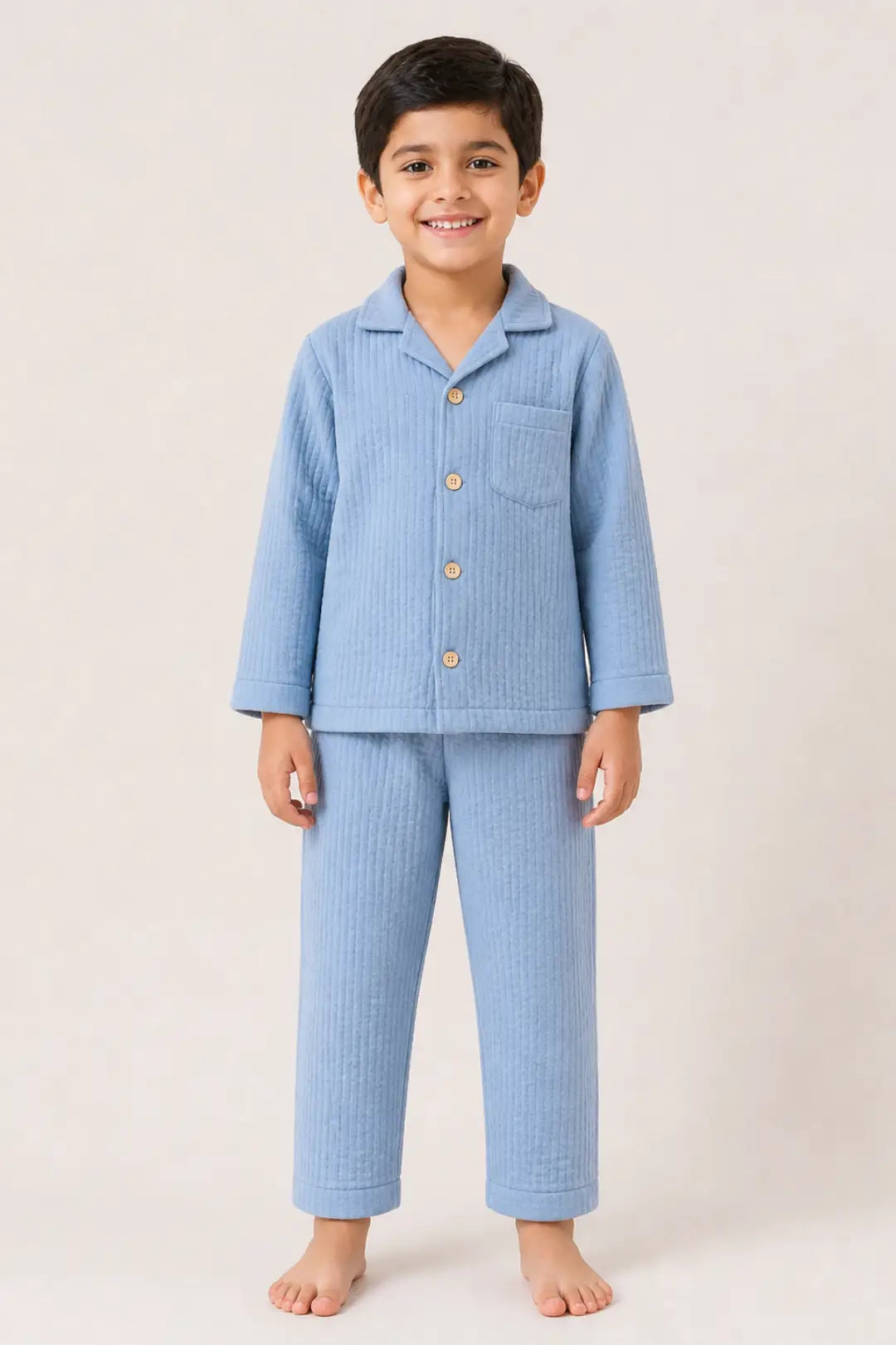 Steel Blue Muslin Cotton Pyjama Set