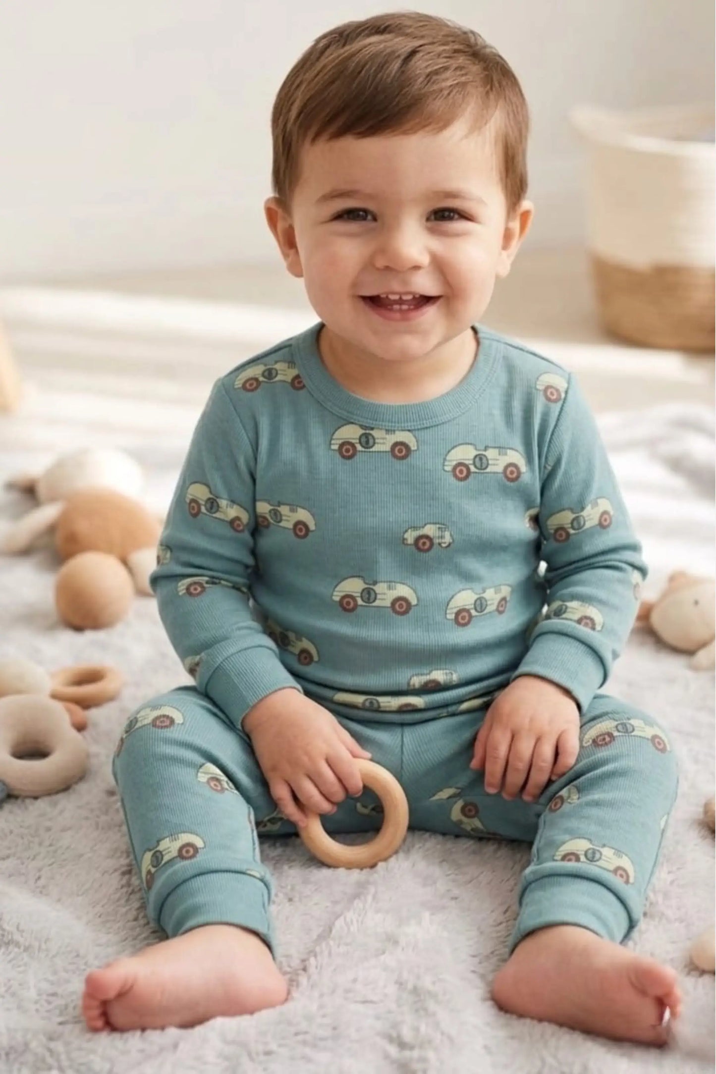 Grey Blue Cars Full Pants