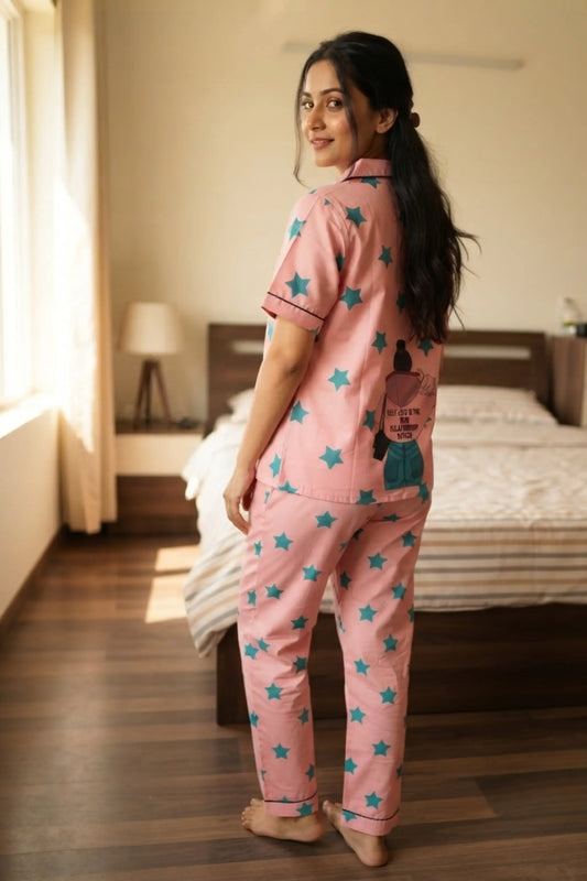 Pink Green Star Pyjama Set