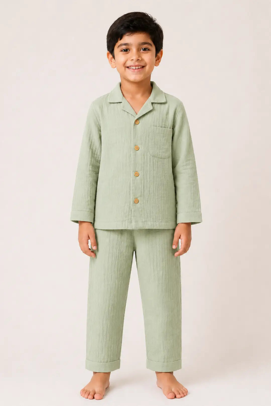 Sage Green Muslin Cotton Pyjama Set