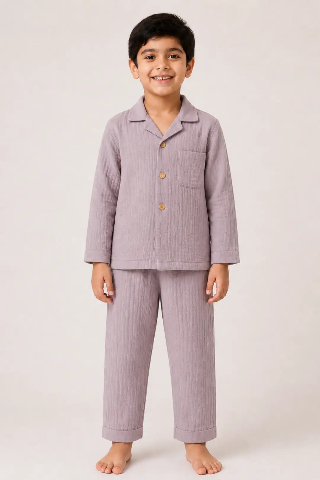 Purple Muslin Cotton Pyjama Set