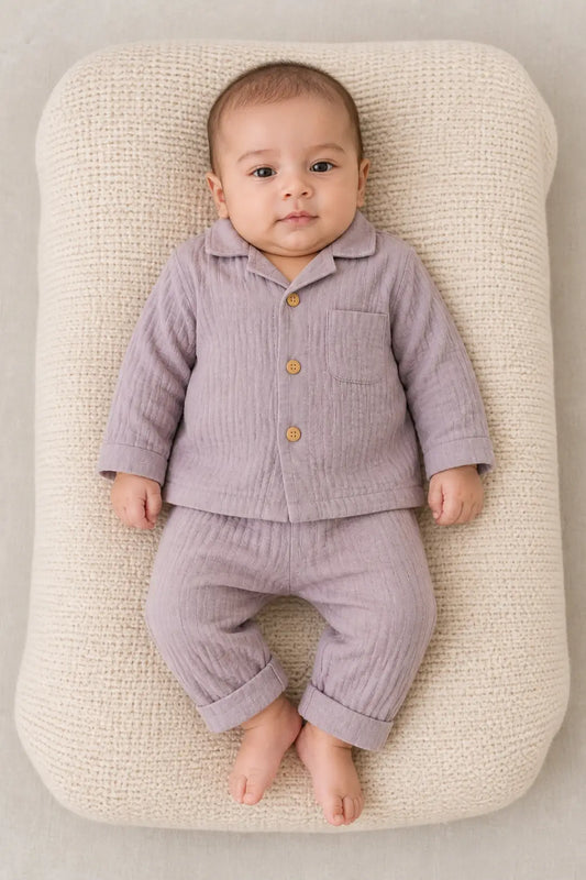 Purple Muslin Cotton Pyjama Set