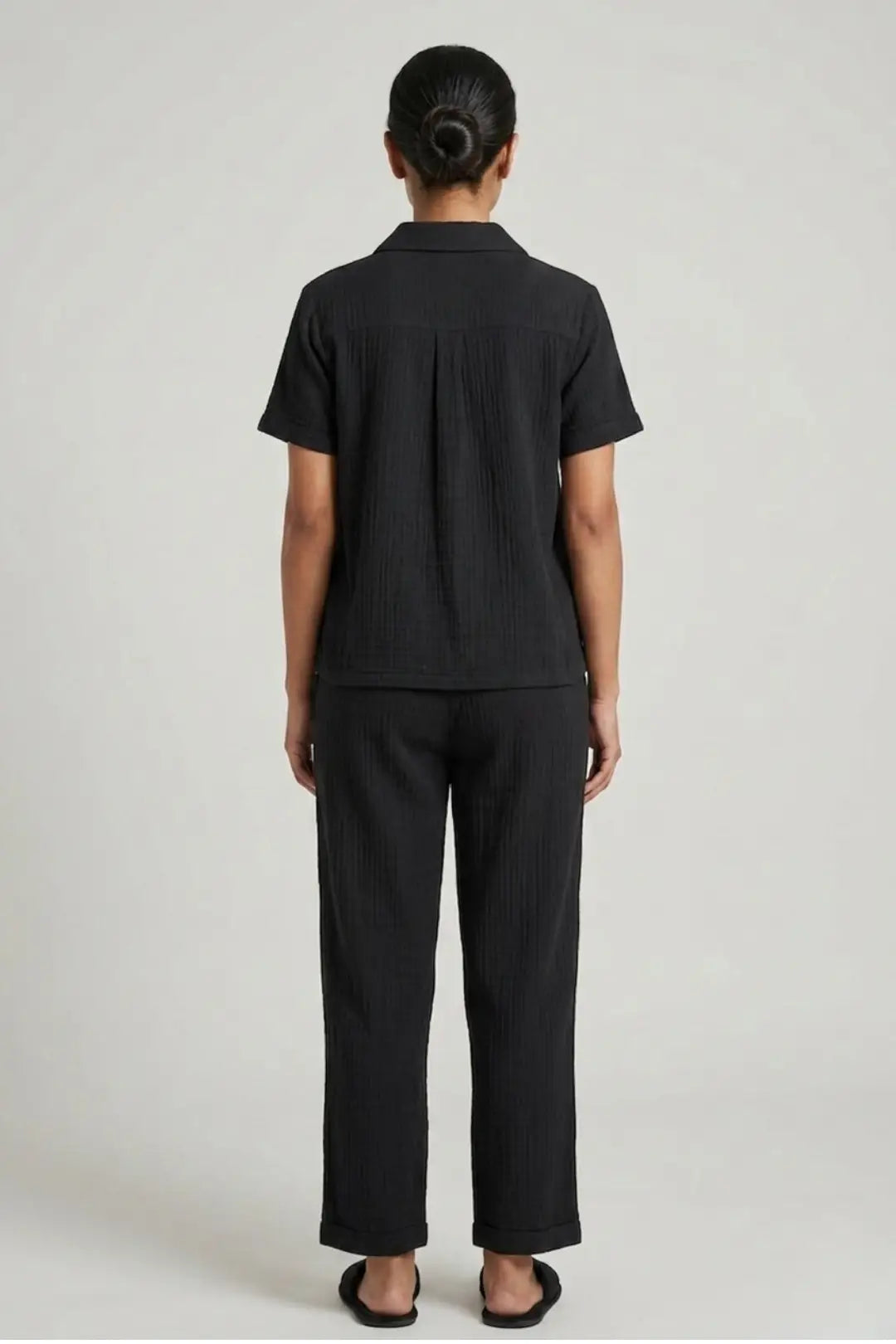 Black Plain Linen Cotton
