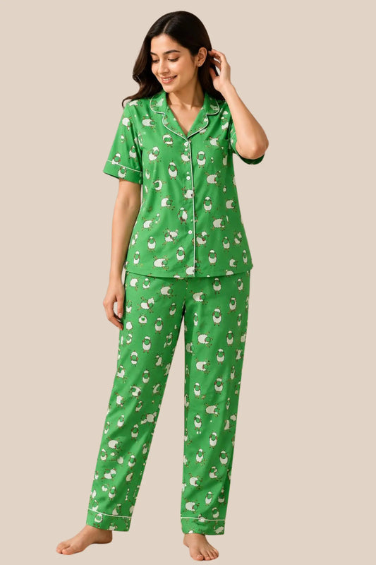 Green Sheep  Pyjama sets Pure Cotton