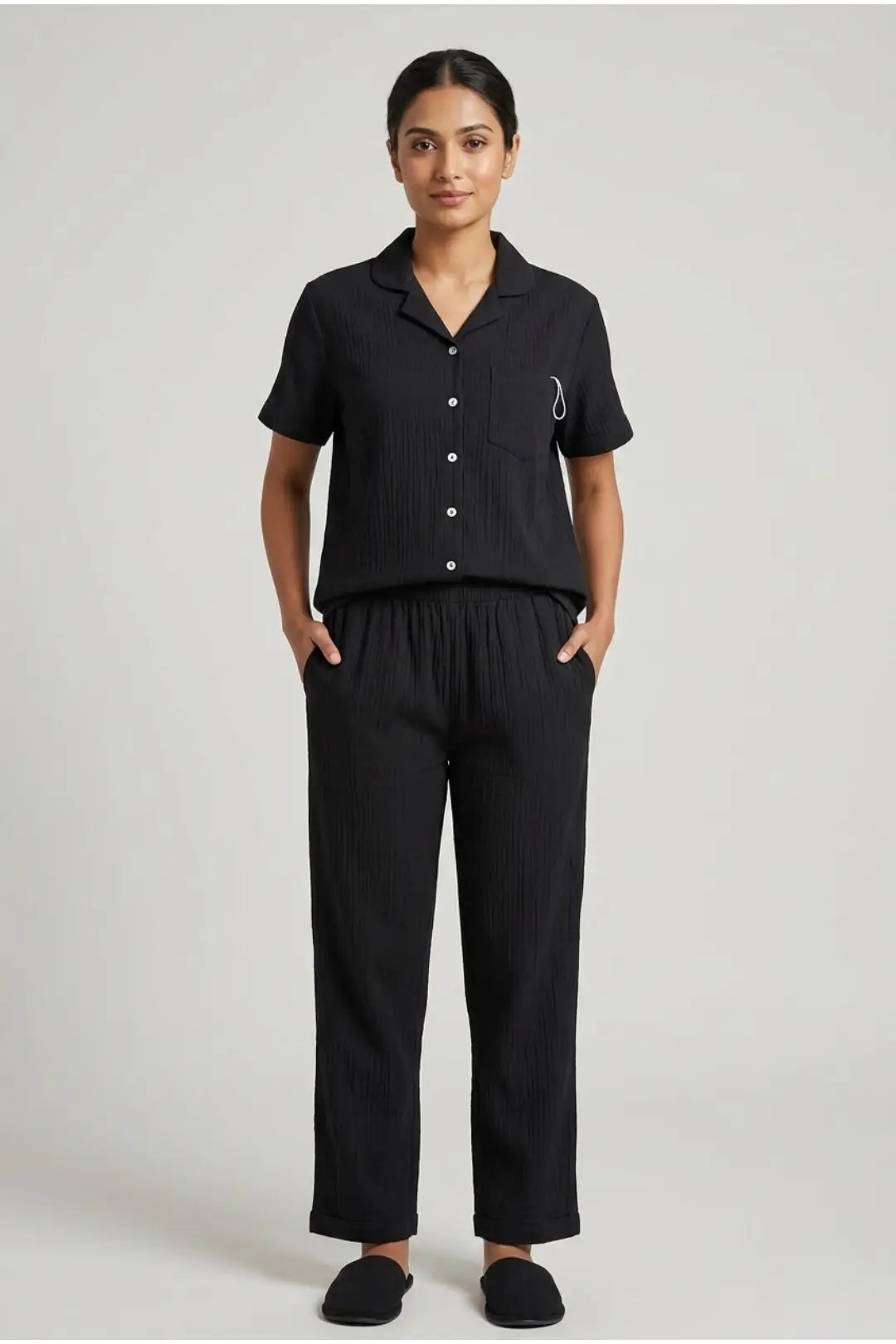 Black Plain Linen Cotton