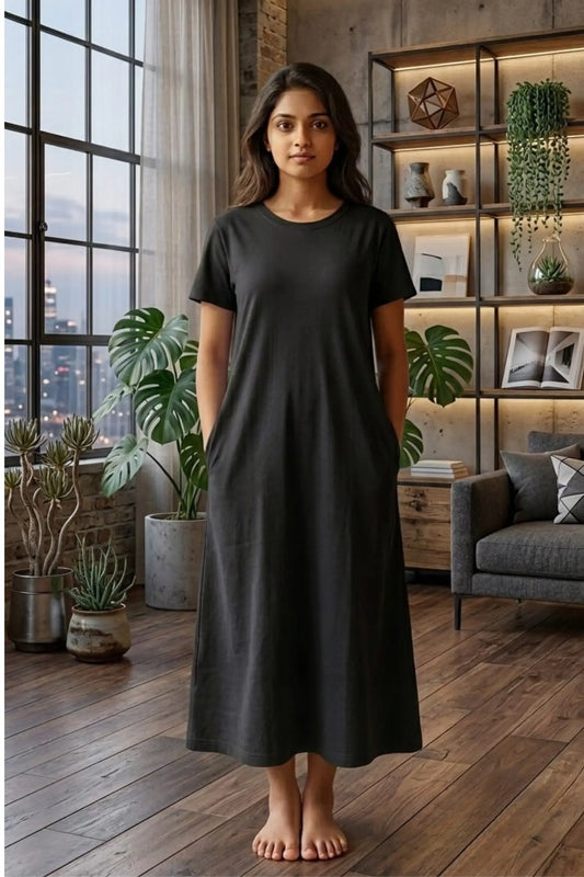 Black Lycra Lounge Dress