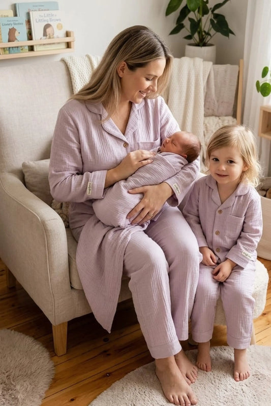 Purple Muslin Twinning Sets