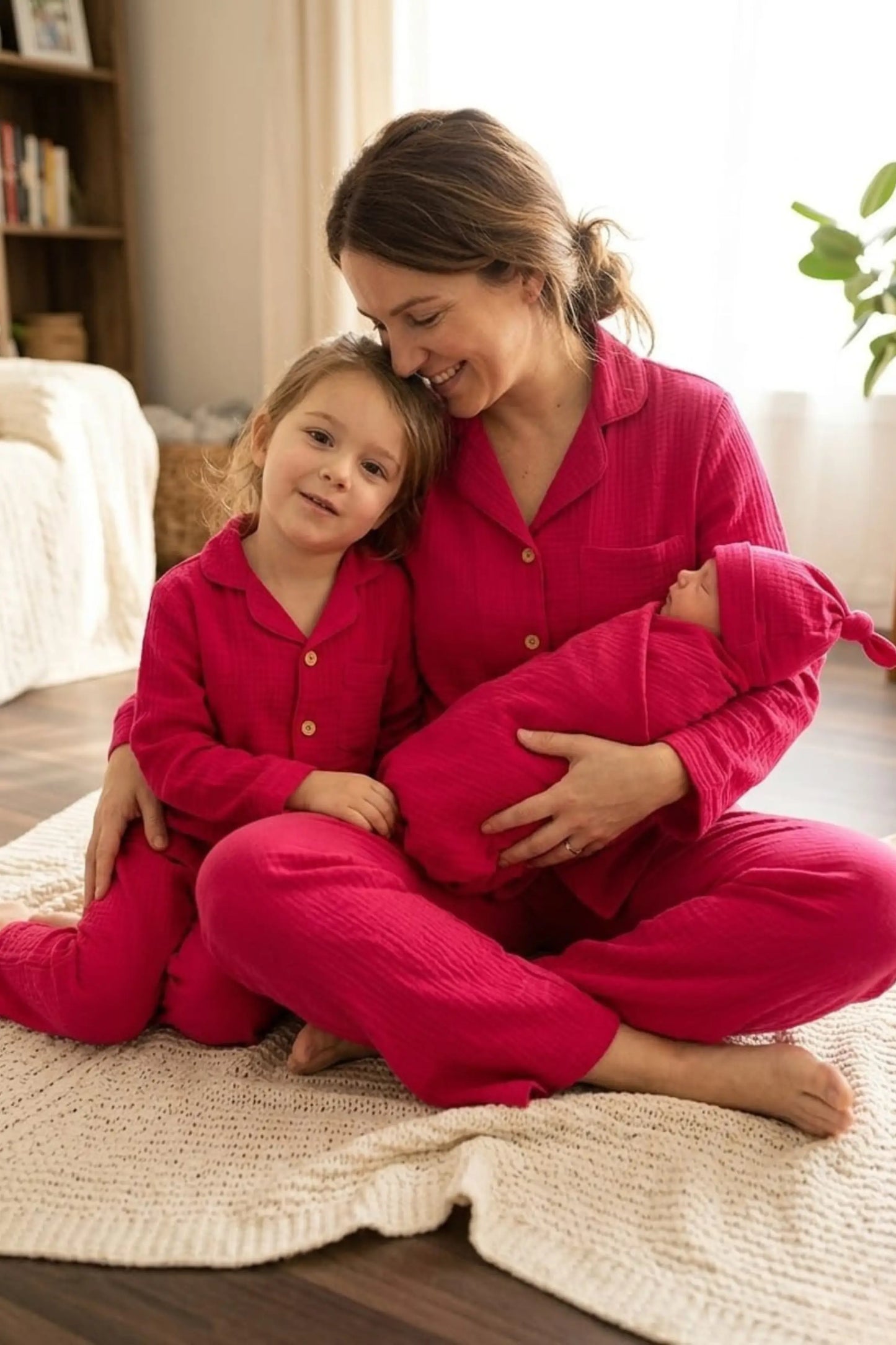 Red Muslin Twinning Sets