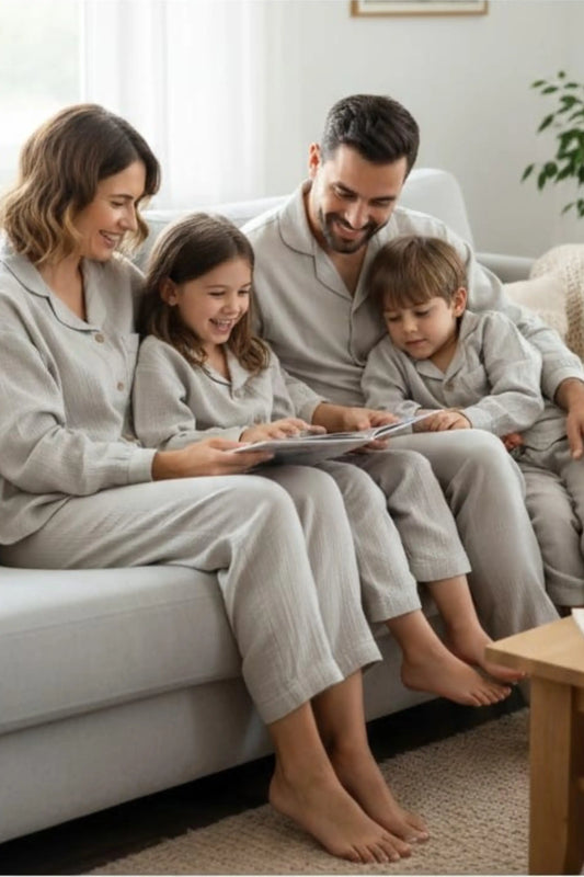 Grey Muslin Twinning Sets