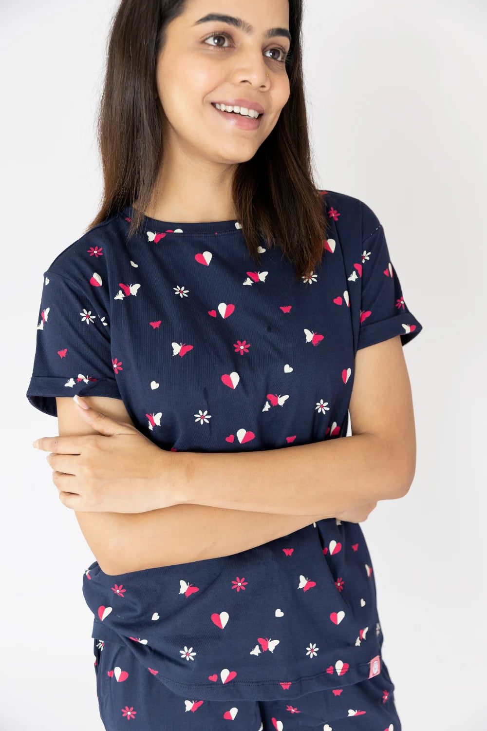 Dark Blue  Cotton Capri Nightwear Set