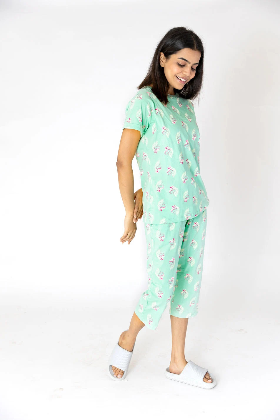 Green Cotton Capri Nightwear Set