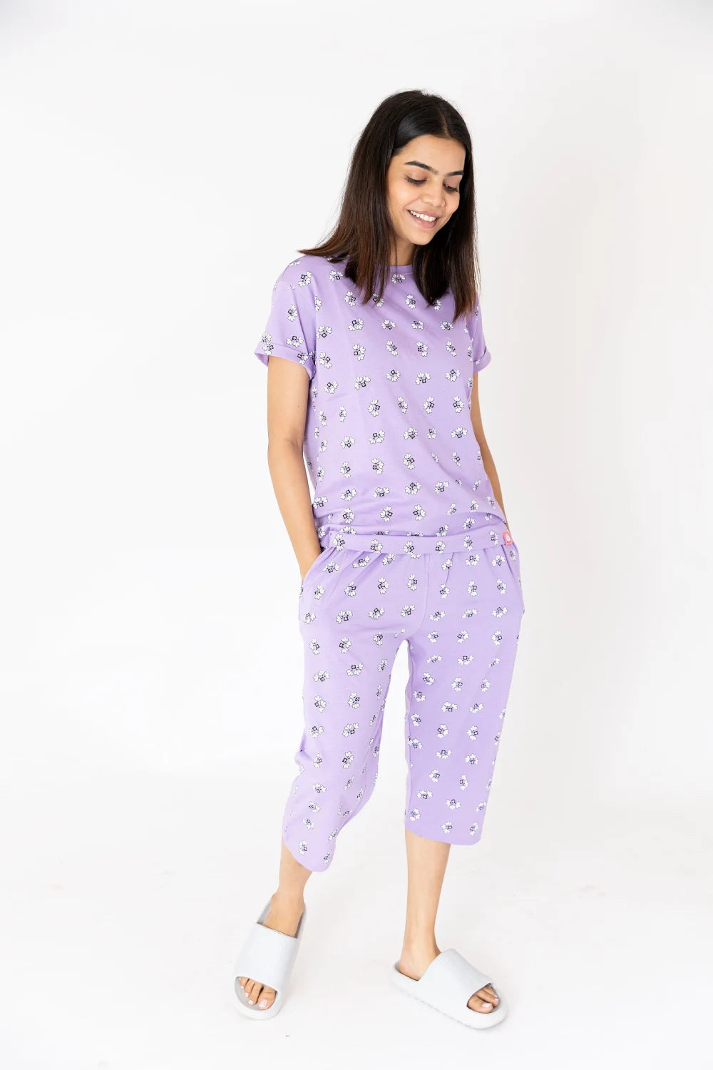 Lavender Cotton Capri Nightwear Set