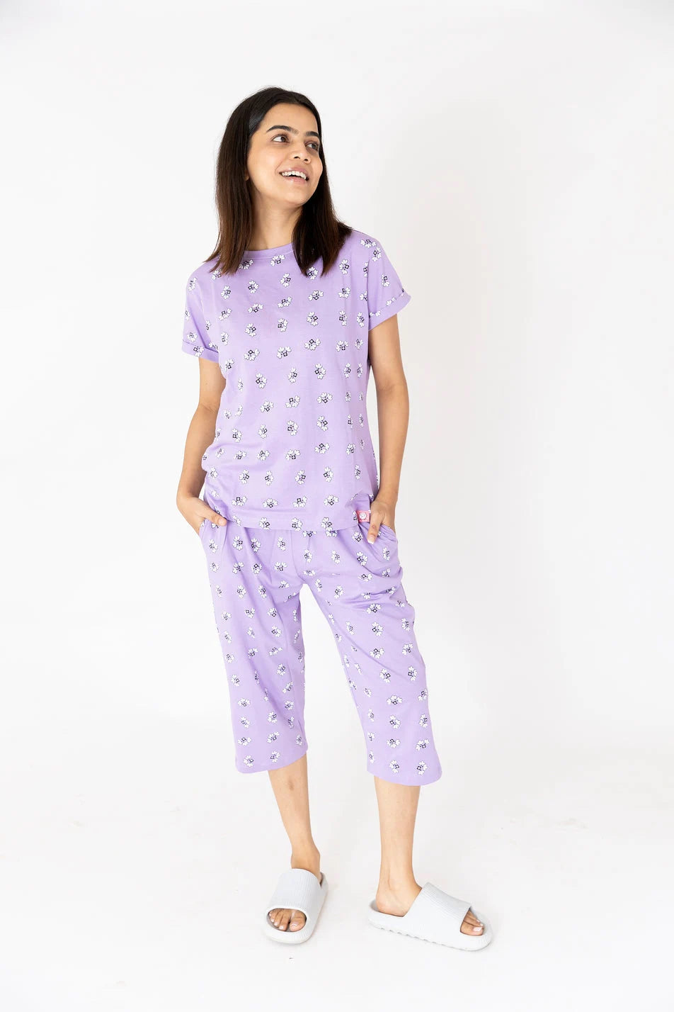 Lavender Cotton Capri Nightwear Set