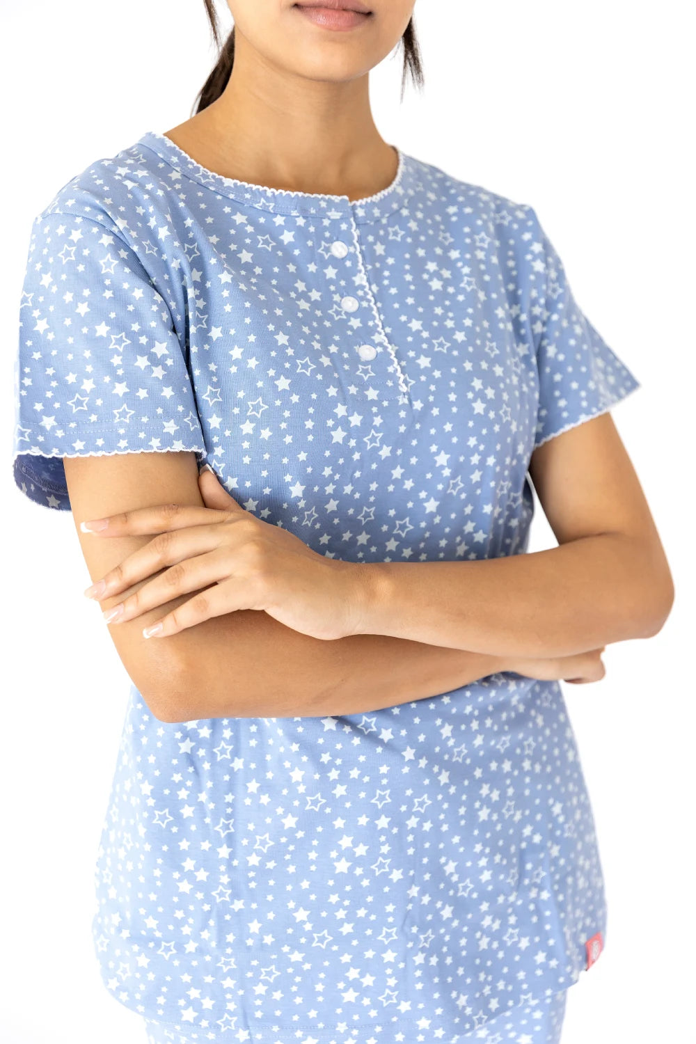 Light Blue Cotton Capri Nightwear Set
