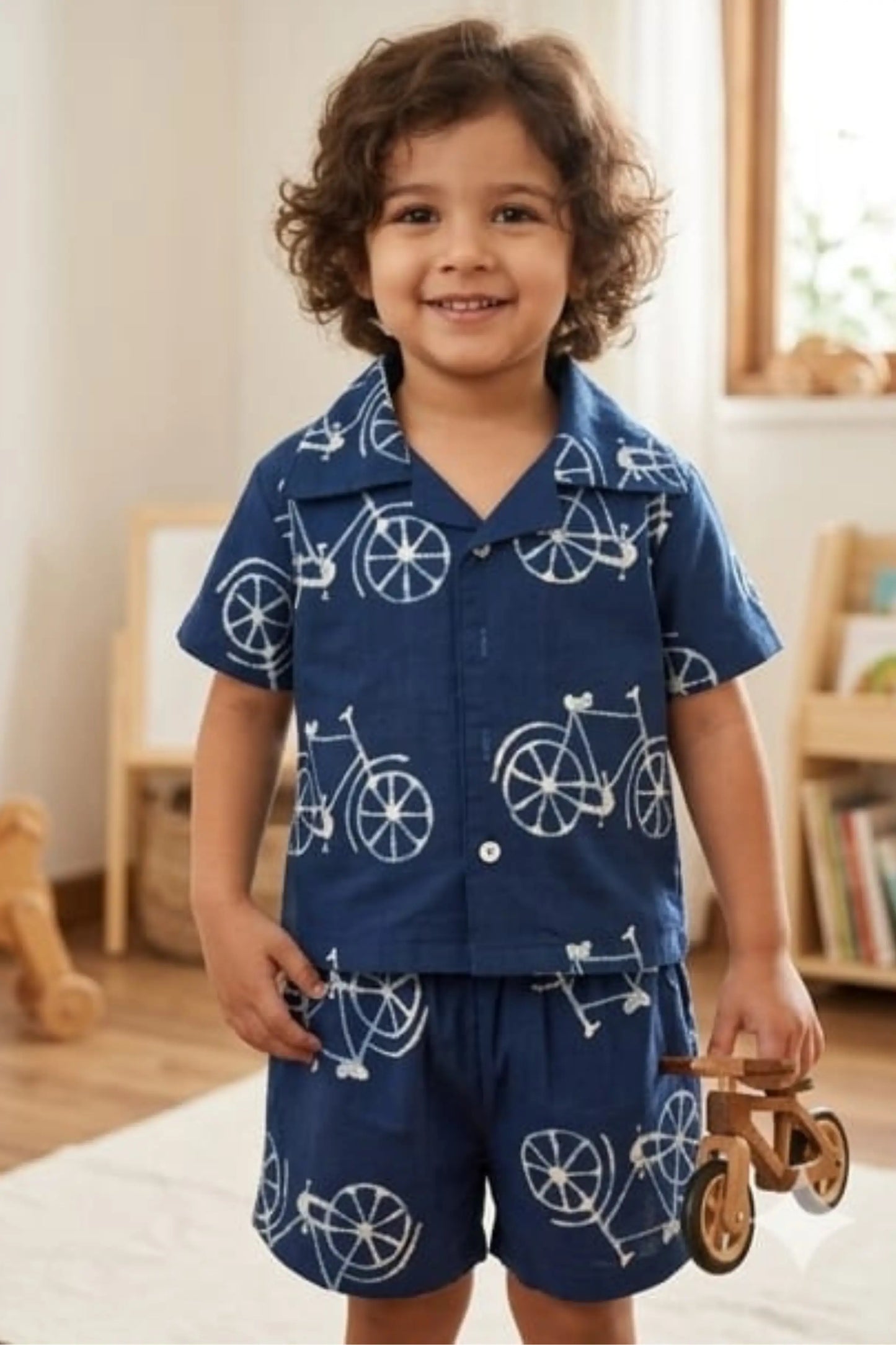 Blue cycle cotton shorts sets