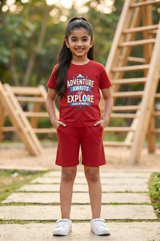 Maroon Adventures Shorts Sets