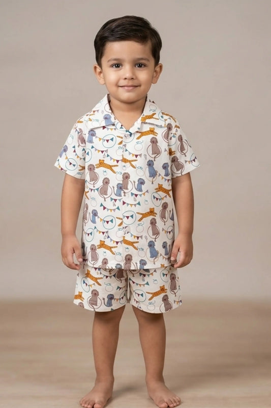 White animals Shorts Sets