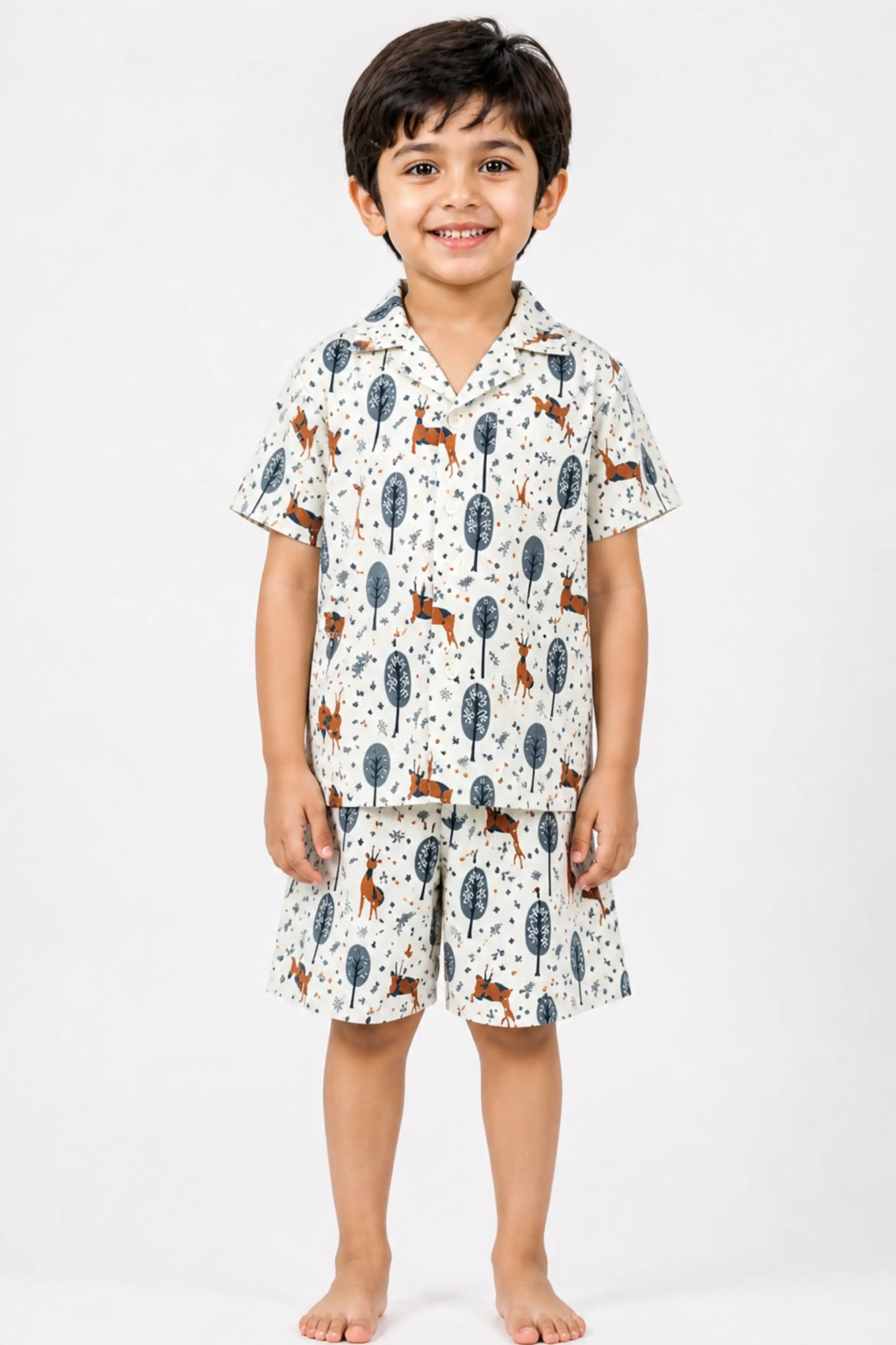 White Leopard forest Shorts  Sets