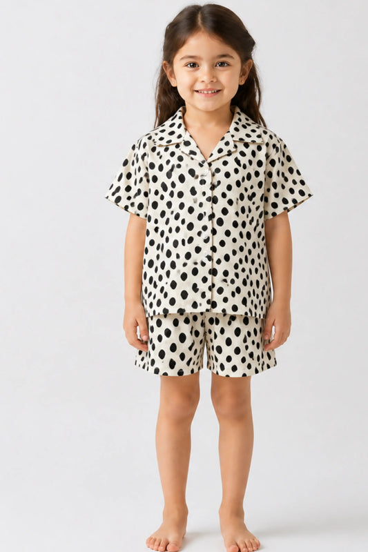 Black White Dots Shorts  Sets