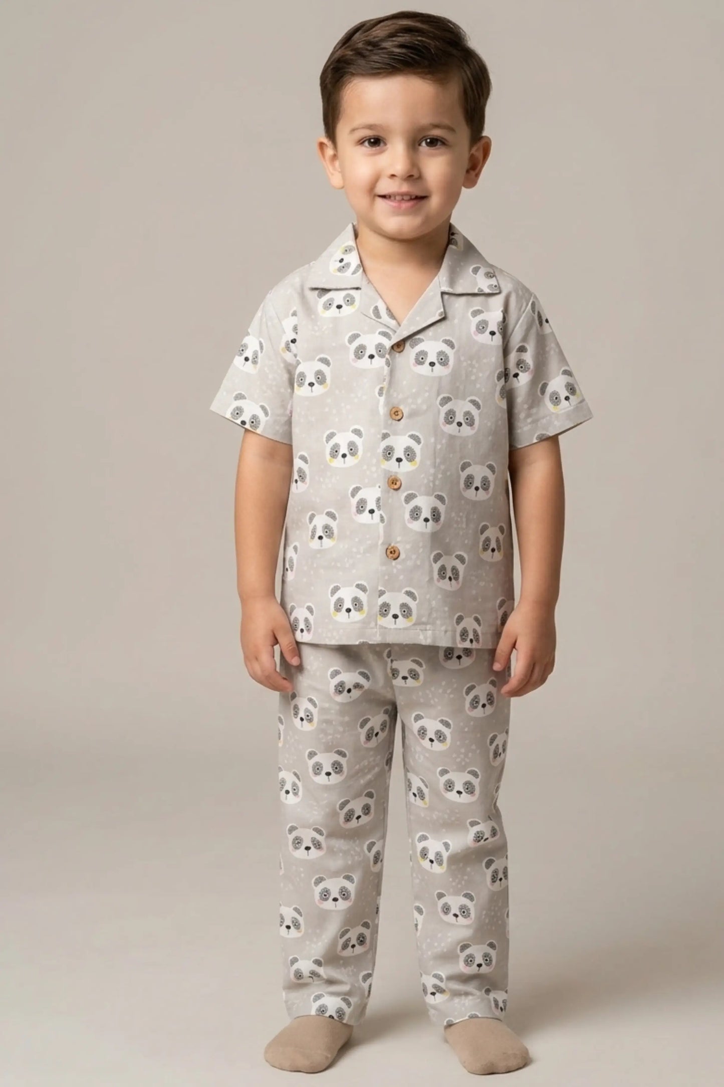 Grey Panda Pyjama Sets