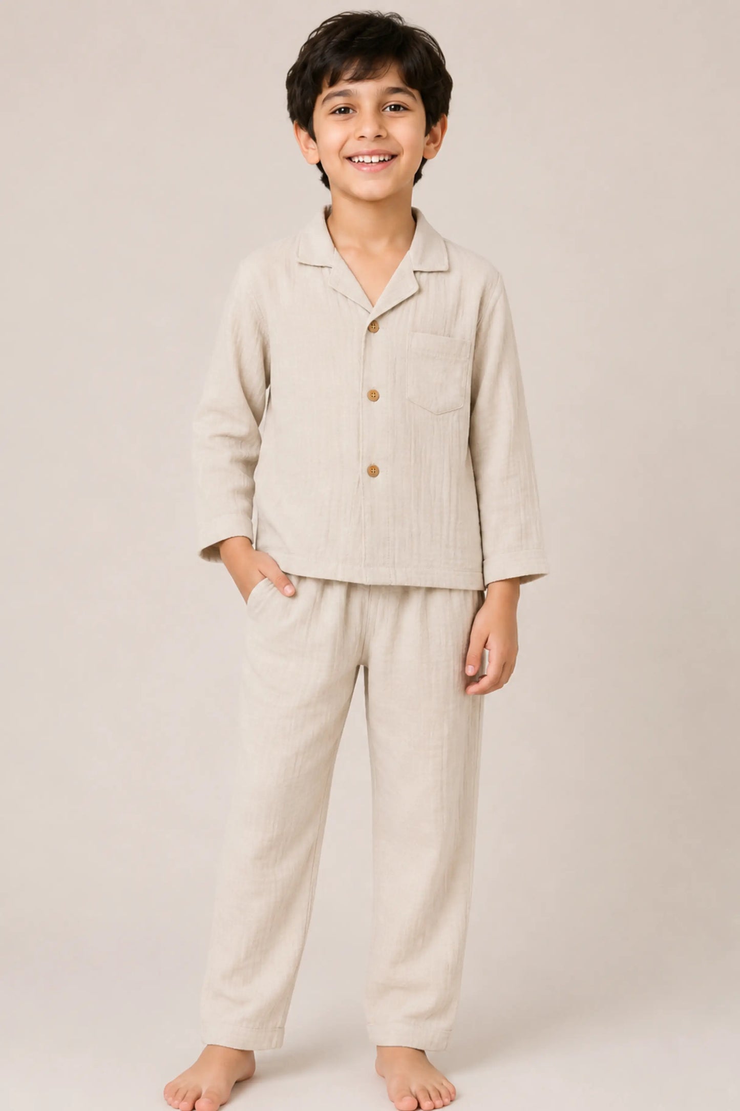 Grey Muslin Muslin Cotton Pyjama Set