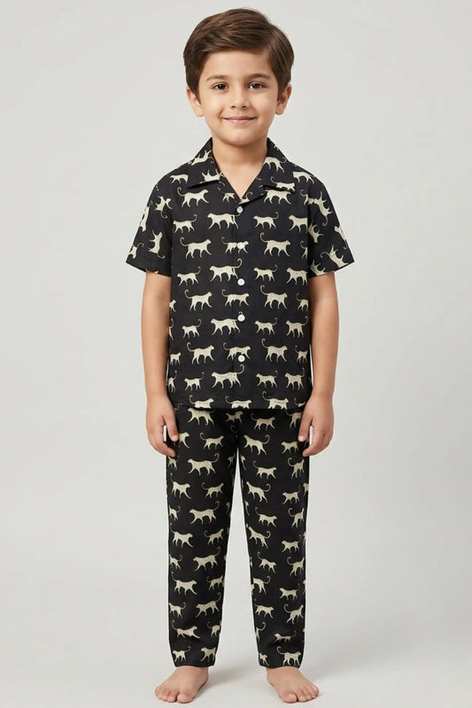 Black Leopard Pyjama Sets