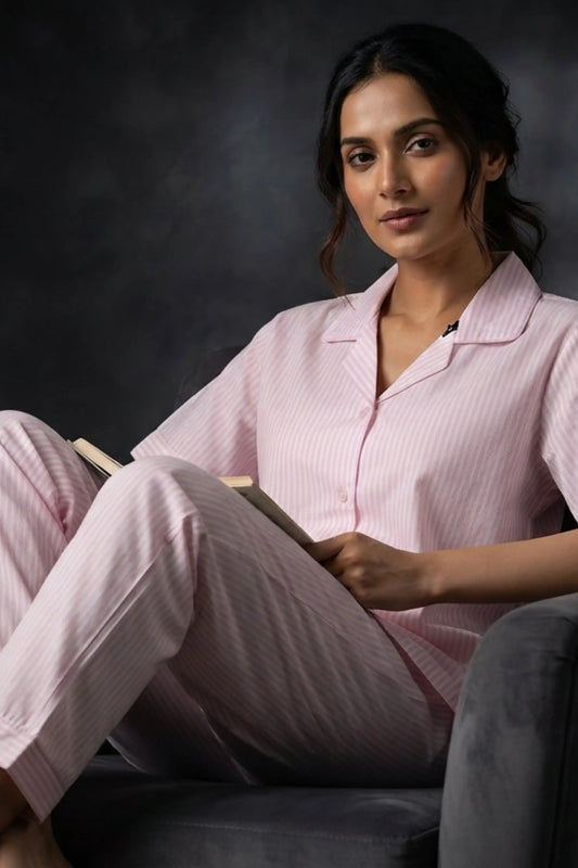 Pink Striped Pyjama Set