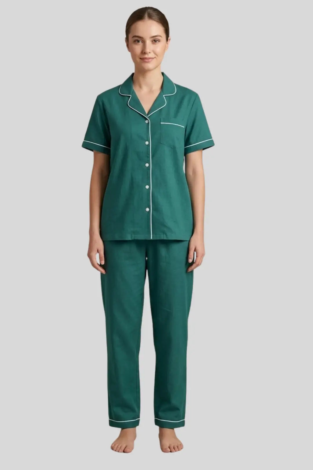 Bottle Green  Full Pant Satin Cotton