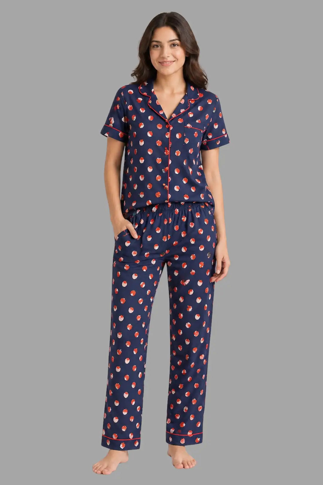 Dark Blue Strawberry Pyjama Sets