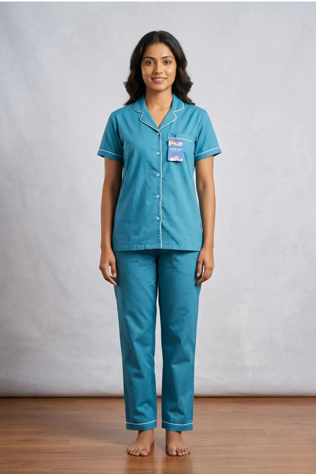 Light Blue Full Pant Satin Cotton