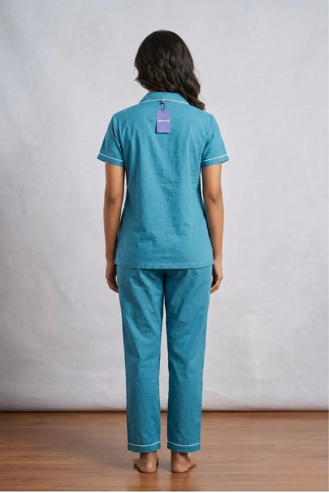 Light Blue Full Pant Satin Cotton
