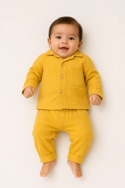 Mustard Muslin Cotton Pyjama Set